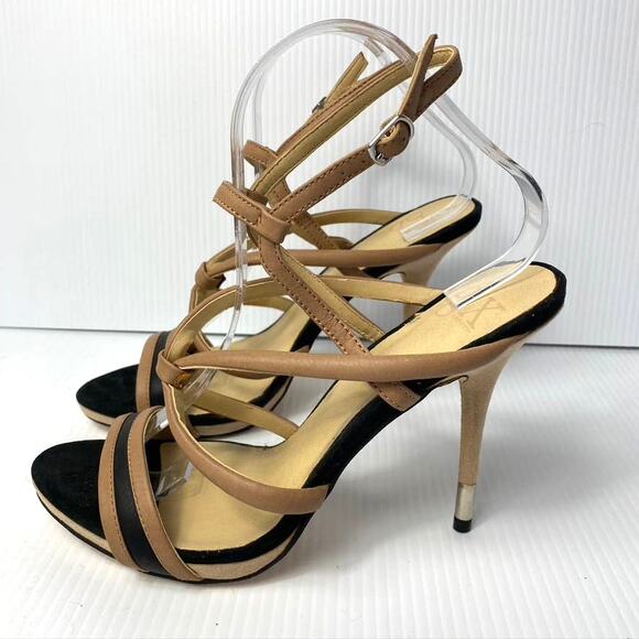 Women's GX by Gwen Stefani Strappy Stiletto Heel Sandals Platform Nude Black 8.5 - Picture 4 of 8